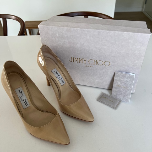 JIMMY CHOO Romy Nude Patent Heels - Picture 2 of 8